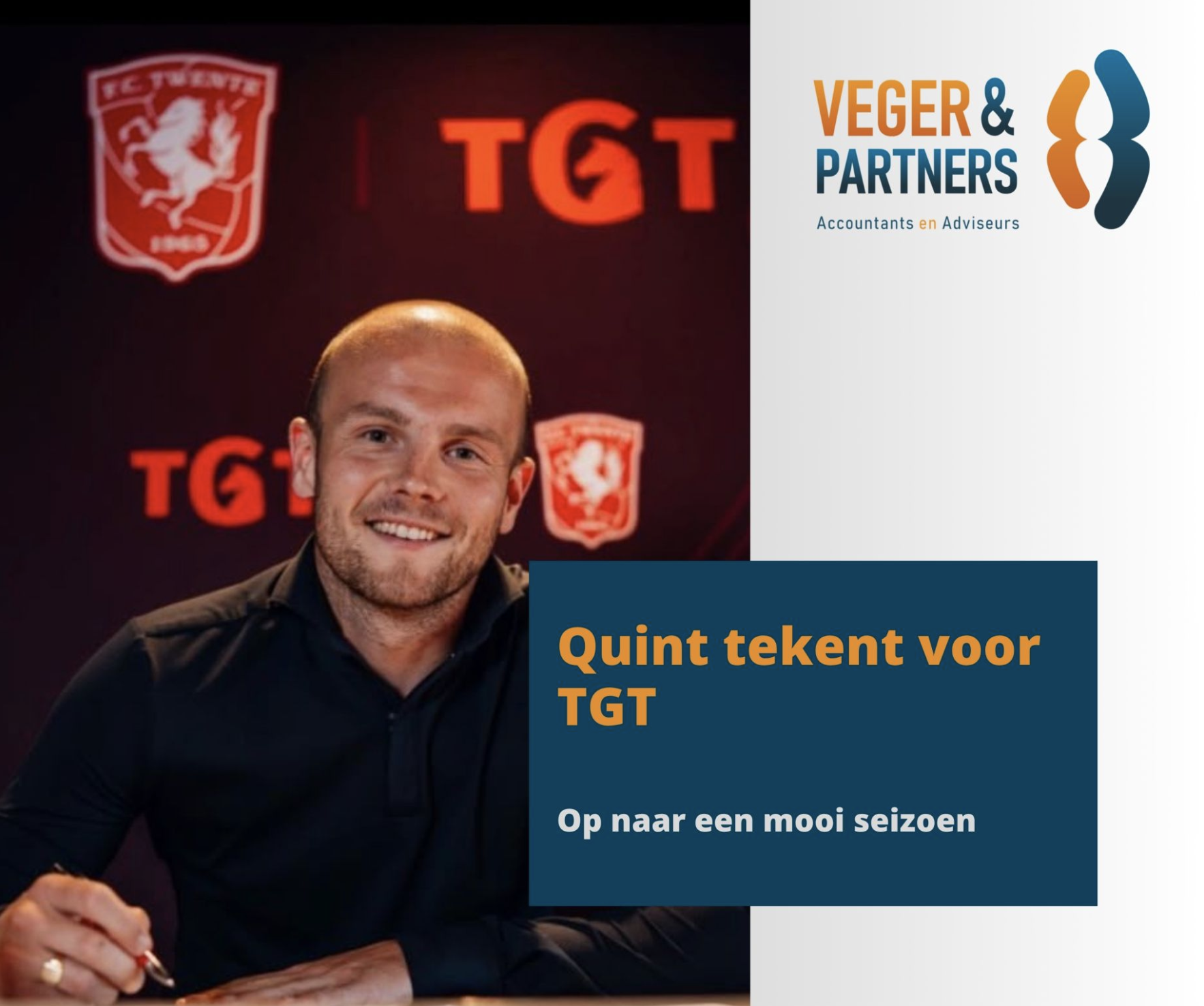 Quint Kristen tekent het lidmaatschap van Talent Group Twente in De Grolsch Veste